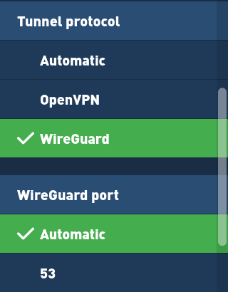 WireGuard under advanced settings